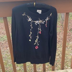 St. John’s Bay black floral and pearl sweater